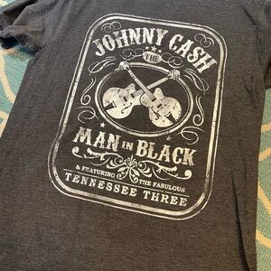 Johnny Cash Man in Black Graphic T-Shirt - Gray